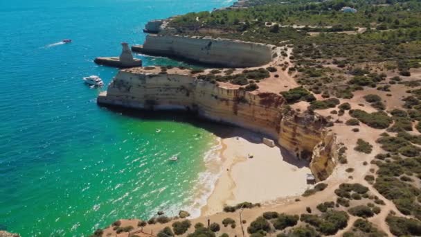 Vistas Panorámicas Aviones Tripulados Praia Nova Praia Nossa Algarve Portugal — Vídeo de stock