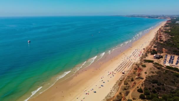 Aerial Beach View Vilamoura Praia Falesia Algarve Portugal — Stock Video