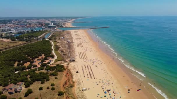 Aerial Beach View Vilamoura Praia Falesia Algarve Portugal — Stock Video