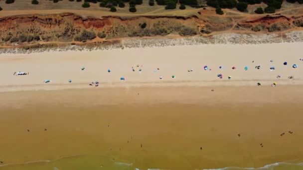 Aerial Beach View Vilamoura Praia Falesia Algarve Portugal — Stock Video