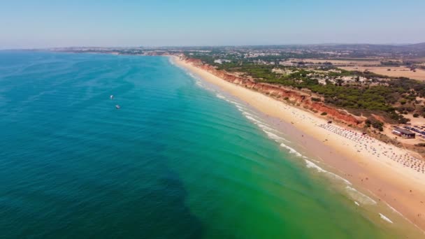 Vista Aérea Praia Vilamoura Praia Falesia Algarve Portugal — Vídeo de Stock