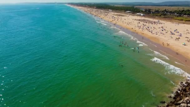 Aerial Beach View Vilamoura Praia Falesia Algarve Portugal — Stock Video