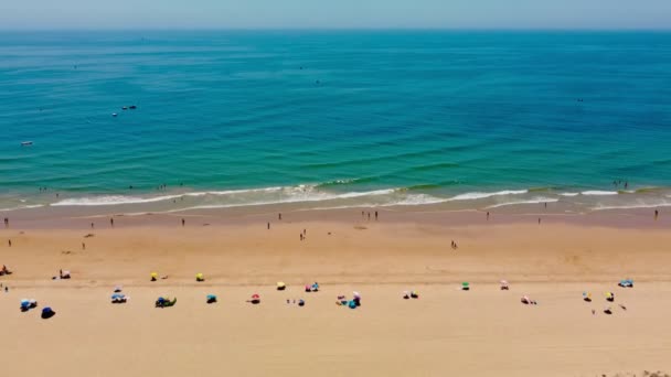 Aerial Beach View Vilamoura Praia Falesia Algarve Portugal — Stock Video