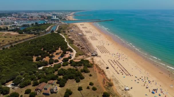 Vista Aerea Sulla Spiaggia Vilamoura Praia Falesia Algarve Portogallo — Video Stock