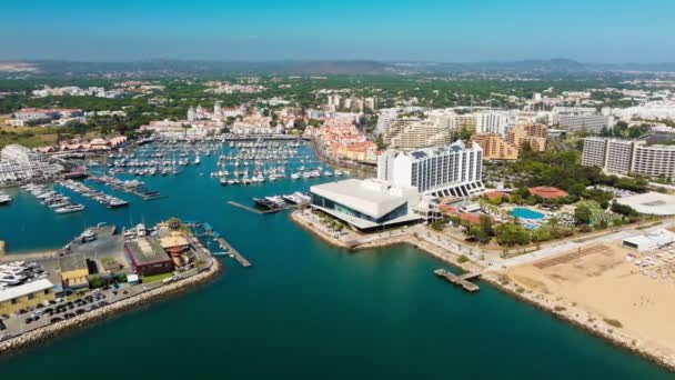 Aerial Beach View Vilamoura Praia Falesia Algarve Portugal — Stock Video