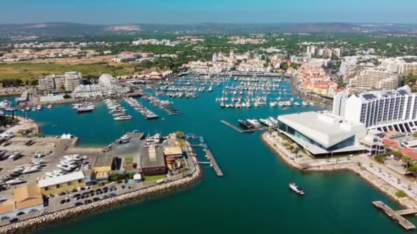 Vista Aérea Praia Vilamoura Praia Falesia Algarve Portugal — Vídeo de Stock