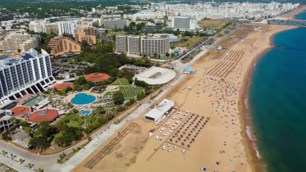 Uitzicht Het Strand Van Vilamoura Praia Falesia Algarve Portugal — Stockvideo
