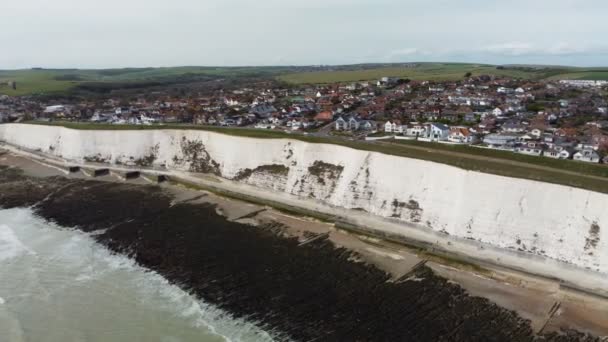 Foto Panorámica Del Dron Real Playa Saltdean Brighton — Vídeo de stock