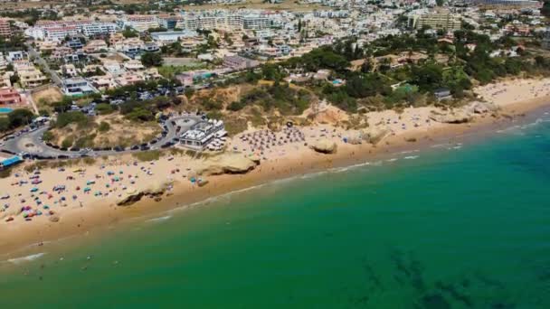 Aerial View Praia Gale Beach Albufeira Armacao Pera Algarve Portugal — Stock Video