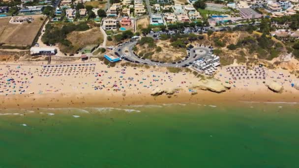 Vista Aérea Playa Praia Gale Cerca Albufeira Armacao Pera Algarve — Vídeos de Stock