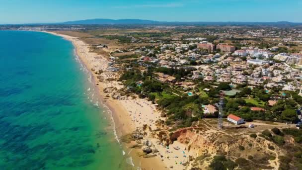 Letecký Výhled Pláž Praia Gale Poblíž Albufeiry Armacao Pera Algarve — Stock video