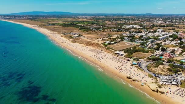 Vista Aérea Praia Gale Perto Albufeira Armacao Pera Algarve Portugal — Vídeo de Stock