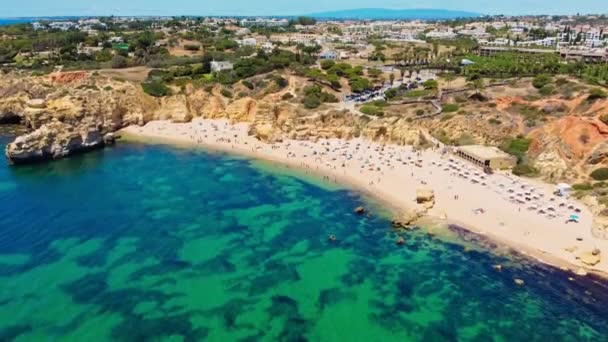 Vue Aérienne Incroyable Plage Praia Dos Paradinha Albufeira Algarve Portugal — Video