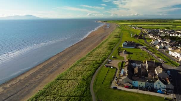 Letecký Pohled Pláž Vesnice Allonby Okrese Allerdale Cumbria Velká Británie — Stock video