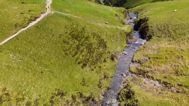 Vista Aérea Grey Mare Tail Una Cascada Cerca Moffat Escocia — Vídeos de Stock