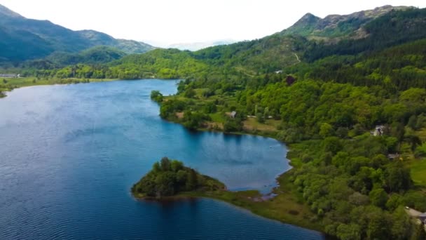 Ben Hill Und Loch Katrine Den Trossachs Schottland — Stockvideo