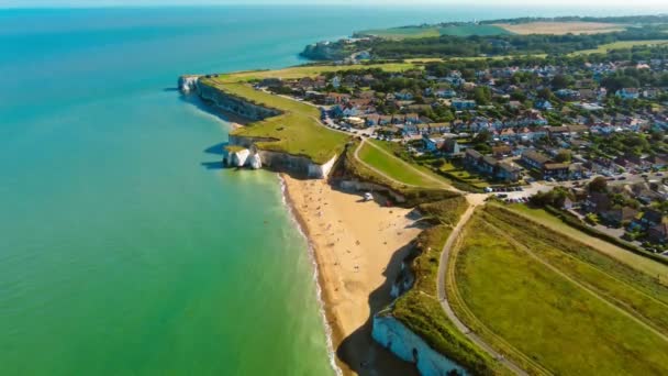 Pandangan Udara Drone Pantai Dan Tebing Putih Margate Inggris Inggris — Stok Video