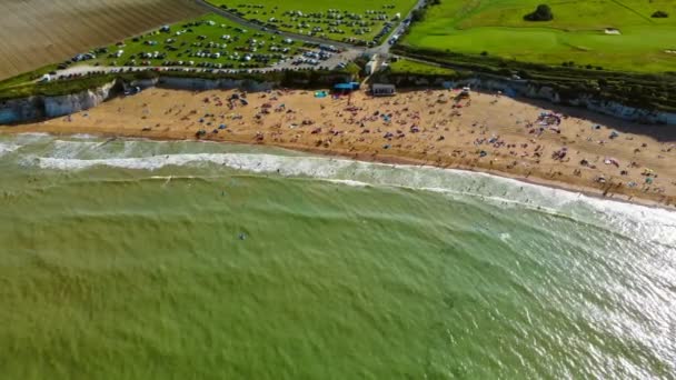 Letecký Pohled Pláž Bílé Útesy Margate Anglie Velká Británie — Stock video