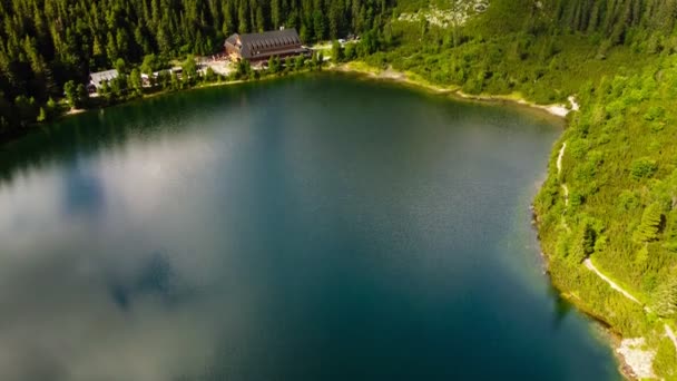 Poprad Lake Popradske Pleso Een Beroemde Bestemming Hoge Tatra Nationaal — Stockvideo