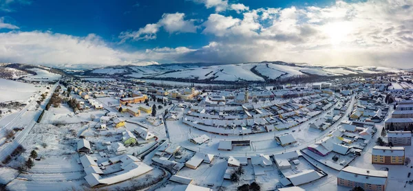 Panorama Aéreo Cidade Podolinec Inverno Eslováquia Perto High Tatras — Fotografia de Stock