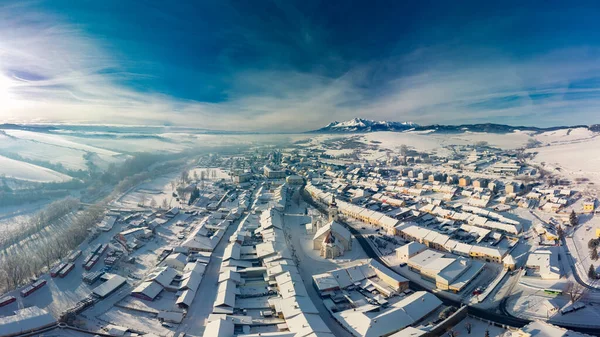 슬로바키아의 근처에 겨울에 보이는 마을의 파노라마 — 스톡 사진
