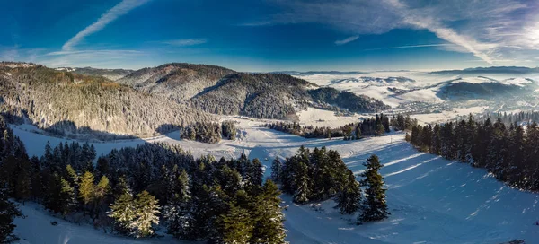 Panorama Antenn Vinter Syn Skidcentret Vysne Ruzbachy Slovakien — Stockfoto