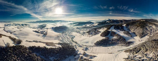 Vista Panorâmica Aérea Inverno Centro Esqui Vysne Ruzbachy Eslováquia — Fotografia de Stock