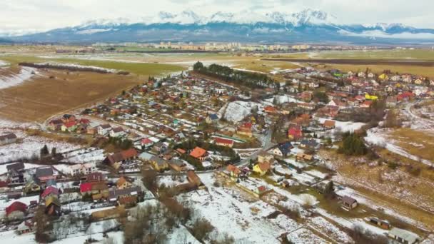 Widok Drona Wsi Ganovce Widokiem Tatry Wysokie Słowacja — Wideo stockowe