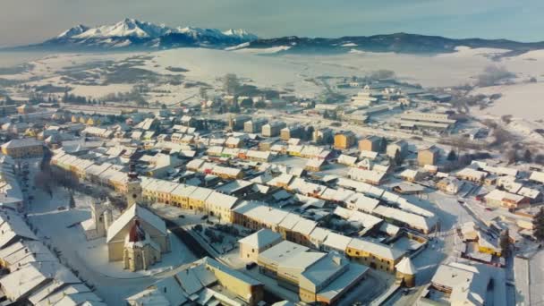 Aerial Panorama Podolinec Town Winter Slovakia High Tatras — Stock Video