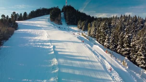 Vista Panoramica Aerea Invernale Del Centro Sciistico Vysne Ruzbachy Slovacchia — Video Stock