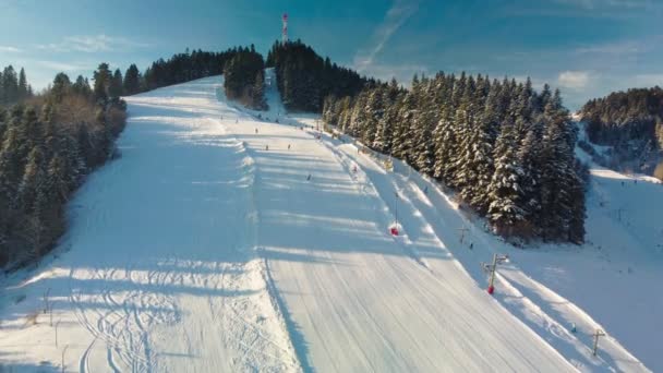 Vista Panoramica Aerea Invernale Del Centro Sciistico Vysne Ruzbachy Slovacchia — Video Stock