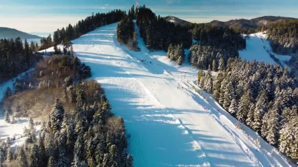 Vista Panoramica Aerea Invernale Del Centro Sciistico Vysne Ruzbachy Slovacchia — Video Stock