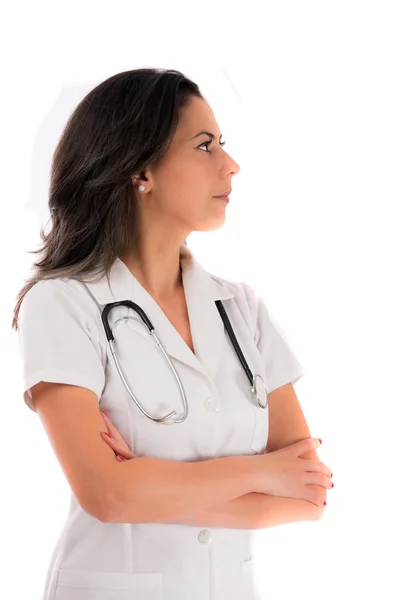 Donna medico isolato sfondo bianco — Foto Stock