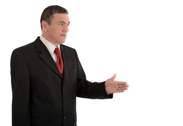 Leeftijd zakenman verschillende gebaren geïsoleerd op witte backg — Stockfoto
