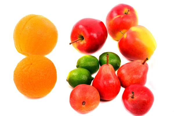 Diversity of fruit isolated on white background — Stock Photo, Image