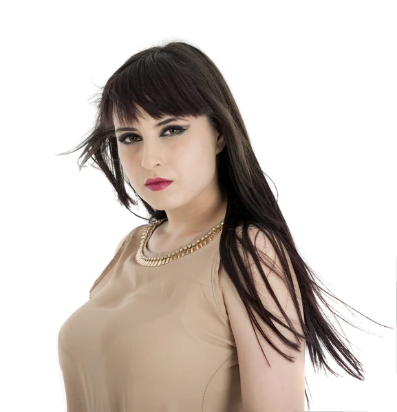 Portrait of beautiful female model on white background — Stock Photo, Image