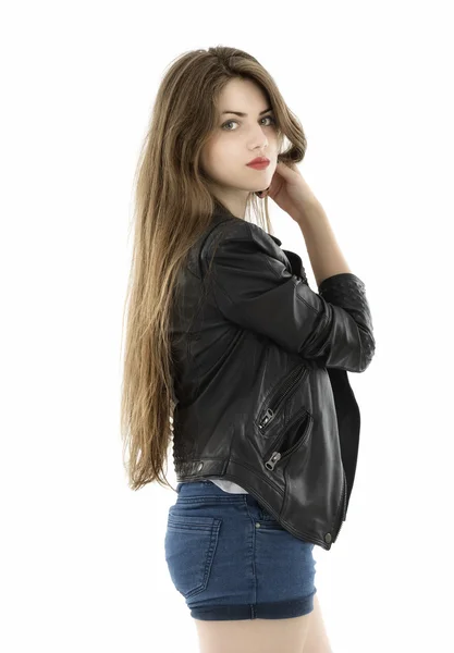 Beleza mulher retrato de adolescente menina bonita alegre desfrutando w — Fotografia de Stock