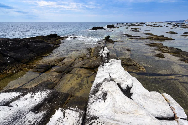 Skały na plaży Morza white — Zdjęcie stockowe