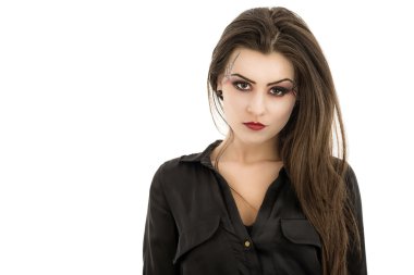 yaratıcı makyaj ile genç bir kadın. Güzellik. Cadılar Bayramı