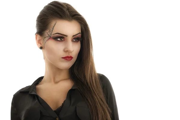 Ung kvinna med kreativa makeup. skönhet. Halloween — Stockfoto