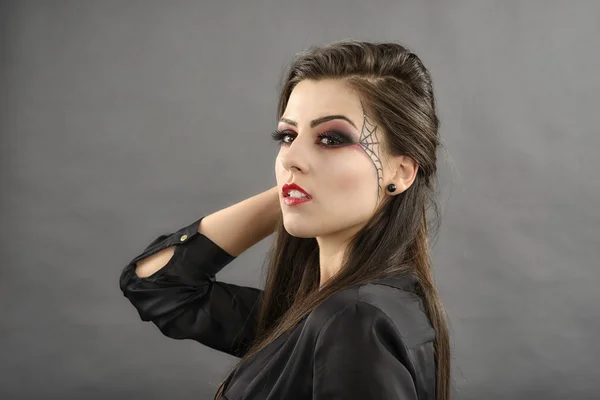 Retrato de belleza de joven glamour hermosa mujer de Halloween — Foto de Stock