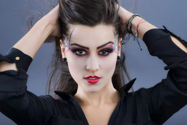 Schoonheid portret van jonge glamour mooie halloween vrouw — Stockfoto