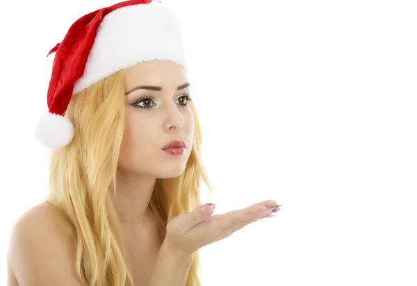 Retrato de hermosa chica sexy con ropa de Santa Claus —  Fotos de Stock