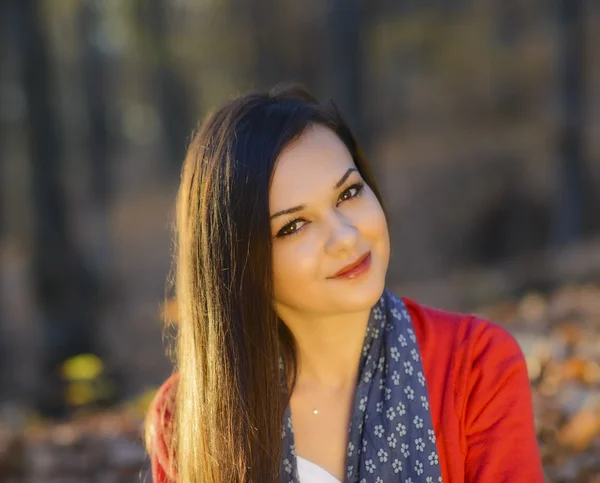 Mujer joven en un paisaje romántico de otoño — Foto de Stock