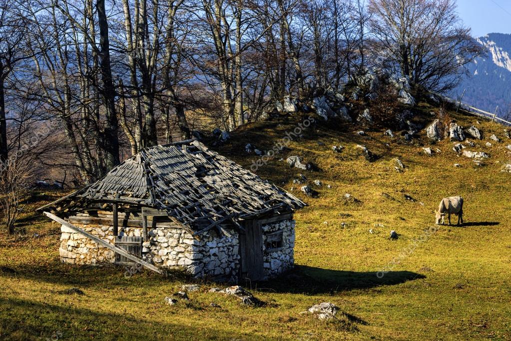 Old house located on the top of the Carpathian Mountains — Stock Photo
