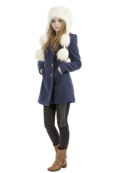 Beautiful Girl in Fur Hat. Winter Woman Portrait — Stock Photo, Image