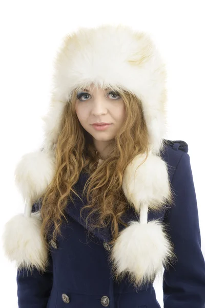 Beautiful Girl in Fur Hat. Winter Woman Portrait — Stock Photo, Image