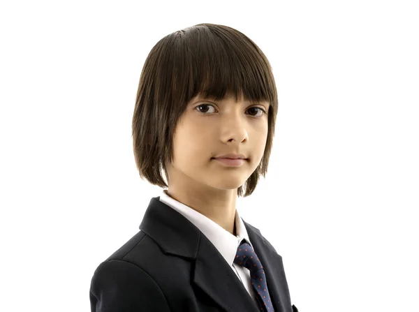 Portrait of a schoolboy isolated on white — Stock Photo, Image