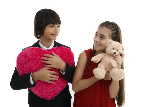 Twee kinderen, beste vrienden concept van valentine's day — Stockfoto