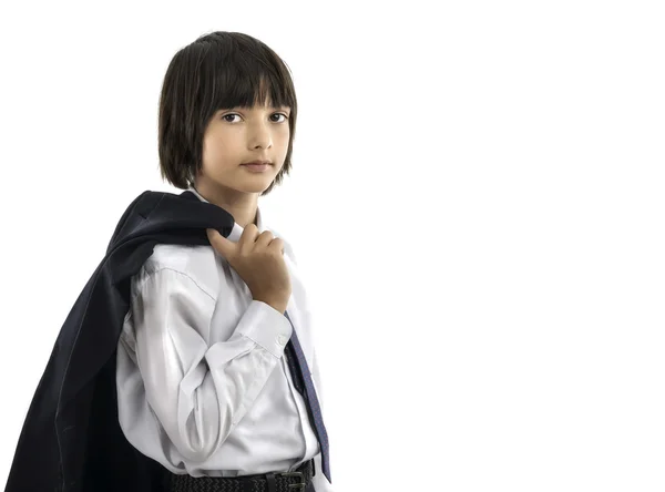 Portrait d'un écolier isolé sur blanc — Photo